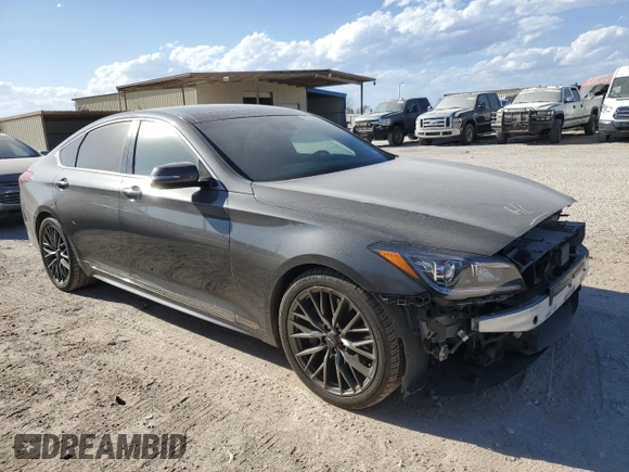 2019 Genesis G80 3.8L with VIN KMHGN4JE9KU299822, listed as a Copart auction lot 48251655 with 77,154 mi miles and Salvage title. Bid and sale history available at DreamBid. Image 4.