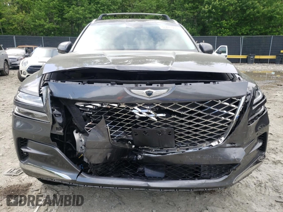 2022 Genesis GV80 with VIN KMUHCESC5NU100445, listed as a Copart auction lot 55877355 with 32,684 mi miles and Salvage title. Bid and sale history available at DreamBid. Image 5.