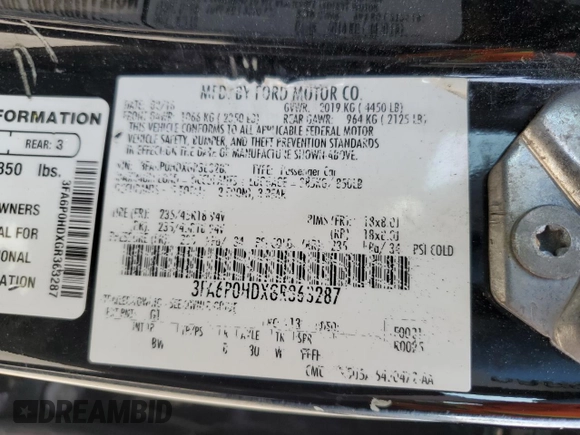 2016 Ford Fusion SE with VIN 3FA6P0HDXGR363287, listed as a Copart auction lot 71837404 with 70,135 mi miles and Non repairable. Bid and sale history available at DreamBid. Image 12.