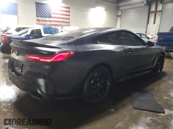 2019 BMW 8 Series M850i xDrive with VIN WBABC4C50KBU95710, listed as a Copart auction lot 85099404 with 58,463 mi miles and Salvage title. Bid and sale history available at DreamBid. Image 3.