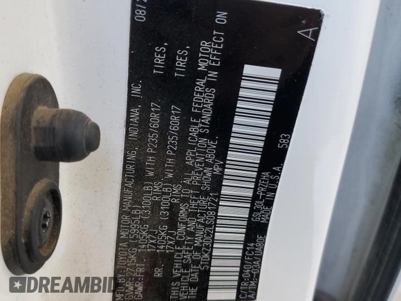 2020 Toyota Sienna LE Auto Access Seat with VIN 5TDKZ3DC2LS081721, listed as a Copart auction lot 63056365 with 67,679 mi miles and Clean title. Bid and sale history available at DreamBid. Image 14.