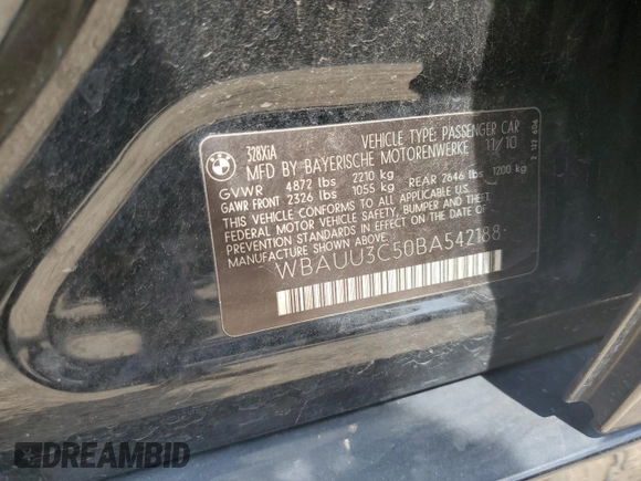 2011 BMW 3 Series 328i xDrive with VIN WBAUU3C50BA542188, listed as a Copart auction lot 74484494 with 181,964 mi miles and Salvage Title. Bid and sale history available at DreamBid. Image 14.