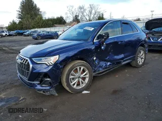 2021 Audi Q3 S line Premium Plus with VIN WA1EECF38M1021893, listed as a Copart auction lot 85692394 with 25,590 mi miles and Salvage Title. Bid and sale history available at carsss.com. Image 1.