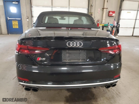 2018 Audi S5 Cabriolet Prestige with VIN WAU24GF50JN013082, listed as a Copart auction lot 85085504 with NaN miles and Salvage Title. Bid and sale history available at carsss.com. Image 6.