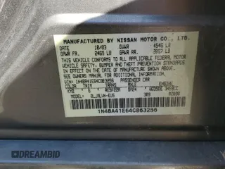 2004 Nissan Maxima SE with VIN 1N4BA41E64C863256, listed as a Copart auction lot 61951094 with 0 mi miles and Salvage Title. Bid and sale history available at carsss.com. Image 12.