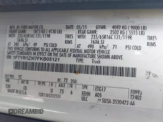 2015 Ford Transit Cargo with VIN 1FTYR1ZM7FKB05121, listed as a IAAI auction lot 41461900 with 190,821 mi miles and . Bid and sale history available at DreamBid. Image 9.