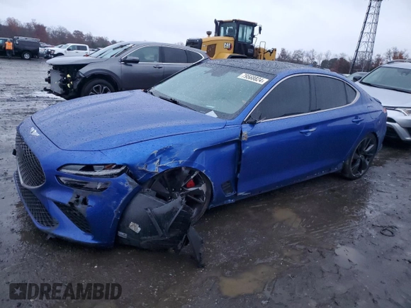2022 Genesis G70 3.3T with VIN KMTG54TEXNU102485, listed as a Copart auction lot 79568824 with Not Provided miles and Salvage Title. Bid and sale history available at carsss.com. Image 1.