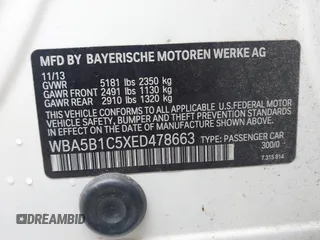 2014 BMW 5 Series 535i with VIN WBA5B1C5XED478663, listed as a IAAI auction lot 41497986 with 94,919 mi miles and . Bid and sale history available at DreamBid. Image 9.
