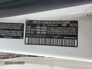 2015 Mercedes-Benz CLA 250 with VIN WDDSJ4EB3FN171947, listed as a Copart auction lot 64837573 with Not Provided miles and . Bid and sale history available at DreamBid. Image 14.