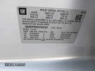 2015 Chevrolet Silverado 1500 LS with VIN 1GCRCPEH5FZ425997, listed as a IAAI auction lot 41994916 with 67,696 mi miles and . Bid and sale history available at DreamBid. Image 9.