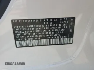 2015 Volkswagen Jetta SE z VIN 3VWD17AJ4FM338597, wystawiony jako Copart lot #59349565 z przebiegiem 50 108 mil mil oraz Szkoda całkowita • Salvage title. Historia ofert i sprzedaży dostępna na DreamBid. Obrazek 12.