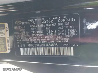 2017 Hyundai Tucson Value with VIN KM8J33A28HU484898, listed as a IAAI auction lot 41847105 with 53,210 mi miles. Bid and sale history available at carsss.com. Image 9.