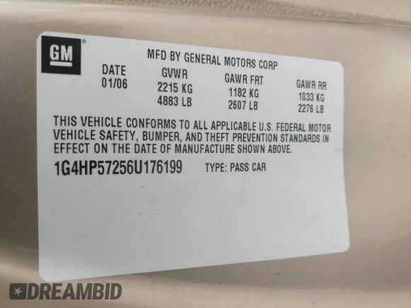 2006 Buick Lucerne CX with VIN 1G4HP57256U176199, listed as a IAAI auction lot 42148289 with 154,796 mi miles. Bid and sale history available at carsss.com. Image 9.