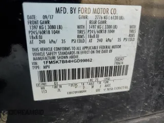 2017 Ford Explorer z VIN 1FM5K7B84HGD99862, wystawiony jako Copart lot #56665845 z przebiegiem 93 788 mil mil oraz Szkoda całkowita • Salvage title. Historia ofert i sprzedaży dostępna na DreamBid. Obrazek 14.