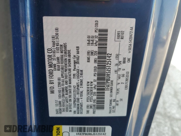 2018 Ford Mustang EcoBoost Premium z VIN 1FATP8UH5J5125142, wystawiony jako Copart lot #59035025 z przebiegiem 154 596 mil mil oraz Szkoda całkowita • Salvage title. Historia ofert i sprzedaży dostępna na DreamBid. Obrazek 12.