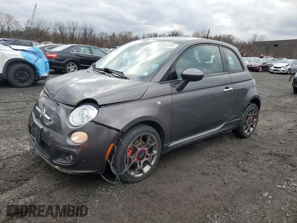 2014 FIAT 500 Sport with VIN 3C3CFFBR7ET267631, listed as a Copart auction lot 82002614 with 65,209 mi miles and Salvage Title. Bid and sale history available at carsss.com. Image 1.