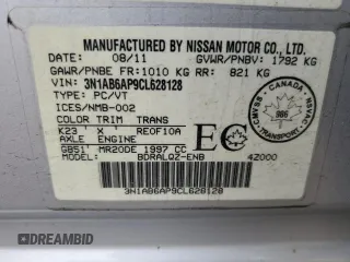 2012 Nissan Sentra SR z VIN 3N1AB6AP9CL628128, wystawiony jako Copart lot #56981005 z przebiegiem 309 001 mil mil oraz Czysty tytuł • Clean title. Historia ofert i sprzedaży dostępna na DreamBid. Obrazek 12.