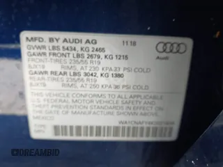 2019 Audi Q5 Prestige with VIN WA1CNAFY4K2021839, listed as a IAAI auction lot 41764032 with 30,704 mi miles. Bid and sale history available at carsss.com. Image 9.