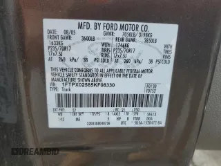 2005 Ford F-150 XLT with VIN 1FTPX02585KF08330, listed as a Copart auction lot 58403995 with 179,426 mi miles and Salvage title. Bid and sale history available at DreamBid. Image 12.