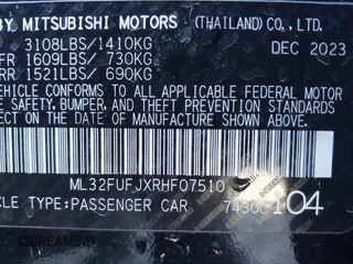 2024 Mitsubishi Mirage ES z VIN ML32FUFJXRHF07510, wystawiony jako IAAI lot #41626528 z przebiegiem 3 959 mil mil oraz . Historia ofert i sprzedaży dostępna na DreamBid. Obrazek 9.