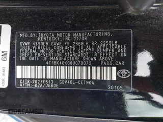 2008 Toyota Camry LE z VIN 4T1BK46K68U070072, wystawiony jako IAAI lot #42387660 z przebiegiem 250 927 mil mil oraz . Historia ofert i sprzedaży dostępna na DreamBid. Obrazek 9.