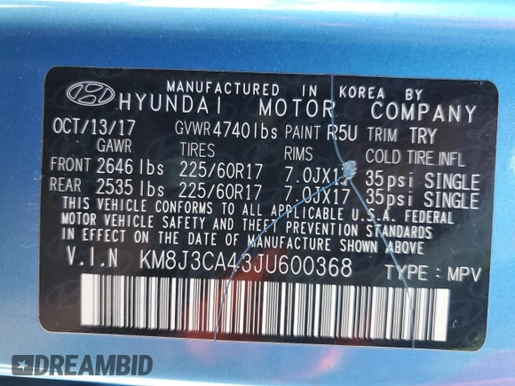 2018 Hyundai Tucson SEL with VIN KM8J3CA43JU600368, listed as a Copart auction lot 46899675 with 100,816 mi miles and Salvage Title. Bid and sale history available at carsss.com. Image 13.