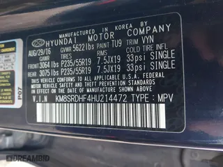 2017 Hyundai Santa Fe Limited Ultimate with VIN KM8SRDHF4HU214472, listed as a IAAI auction lot 41149762 with 54,549 mi miles. Bid and sale history available at carsss.com. Image 9.