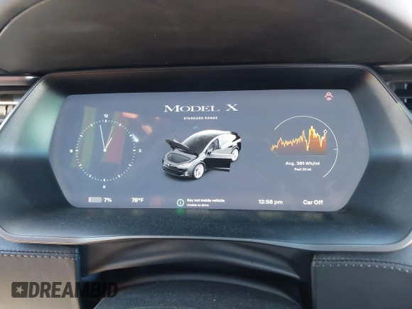 2019 Tesla Model X 75D with VIN 5YJXCDE2XKF161371, listed as a IAAI auction lot 41174741 with 34,979 mi miles. Bid and sale history available at carsss.com. Image 7.
