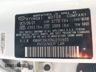 2022 Hyundai Venue Limited with VIN KMHRC8A30NU150935, listed as a IAAI auction lot 41803560 with 31,756 mi miles and . Bid and sale history available at DreamBid. Image 9.