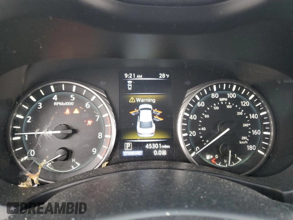 2020 Infiniti Q50 Luxe with VIN JN1EV7AP9LM207806, listed as a Copart auction lot 46036605 with 45,301 mi miles and Salvage Title. Bid and sale history available at DreamBid. Image 9.