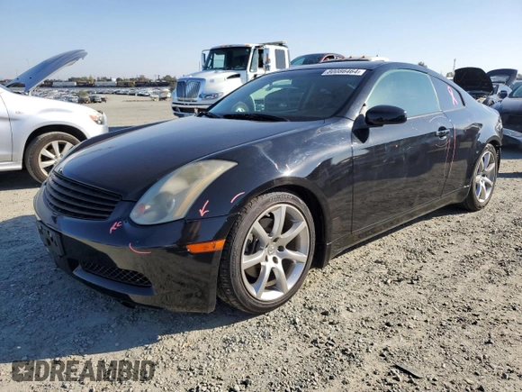 2005 Infiniti G35 Coupe with VIN JNKCV54E55M422507, listed as a Copart auction lot 80086464 with 164,001 mi miles and Salvage Title. Bid and sale history available at carsss.com. Image 1.