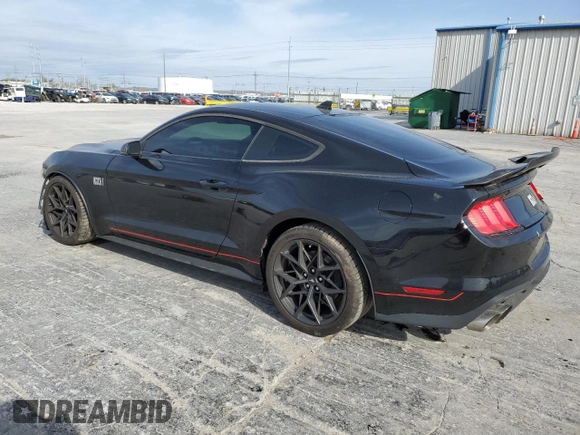 2021 Ford Mustang Mach 1 with VIN 1FA6P8R04M5552462, listed as a Copart auction lot 50628385 with 19,556 mi miles and Salvage Title. Bid and sale history available at carsss.com. Image 2.