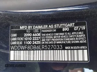 2020 Mercedes-Benz C 300 with VIN WDDWF8DB6LR527033, listed as a IAAI auction lot 41958754 with 43,406 mi miles and . Bid and sale history available at carsss.com. Image 9.