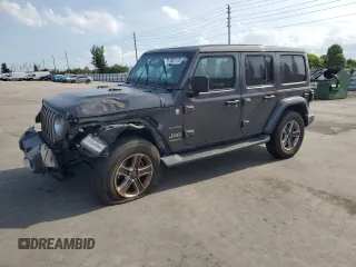 2019 Jeep Wrangler Unlimited Sahara with VIN 1C4HJXEG9KW541742, listed as a Copart auction lot 58021775 with 83,389 mi miles and Non repairable. Bid and sale history available at DreamBid. Image 1.