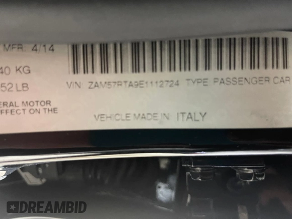 2014 Maserati Ghibli S Q4 z VIN ZAM57RTA9E1112724, wystawiony jako Copart lot #73739204 z przebiegiem 45 525 mil mil oraz Szkoda całkowita • Salvage title. Historia ofert i sprzedaży dostępna na DreamBid. Obrazek 10.