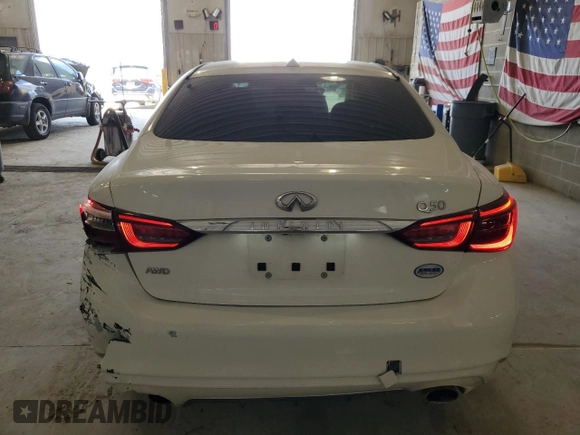 2020 Infiniti Q50 Luxe with VIN JN1EV7AR4LM257143, listed as a Copart auction lot 57157065 with 98,082 mi miles and Salvage title. Bid and sale history available at DreamBid. Image 6.