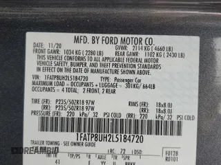 2020 Ford Mustang EcoBoost with VIN 1FATP8UH2L5184720, listed as a Copart auction lot 59169155 with 64,616 mi miles and Salvage title. Bid and sale history available at DreamBid. Image 12.