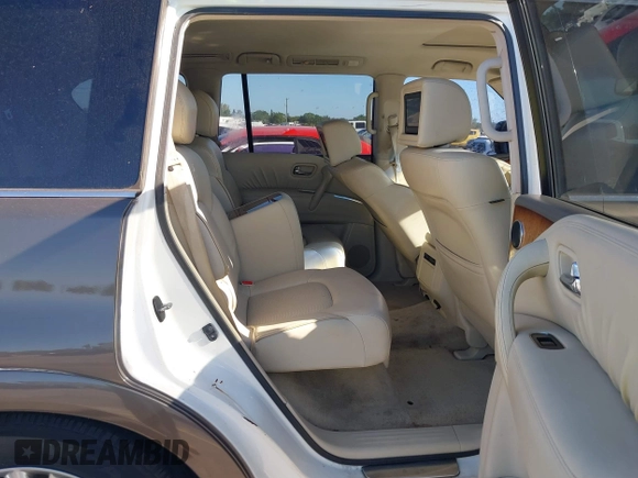 2011 Infiniti QX56 7-passenger with VIN JN8AZ2NE8B9000843, listed as a IAAI auction lot 41836248 with 191,985 mi miles and . Bid and sale history available at DreamBid. Image 8.