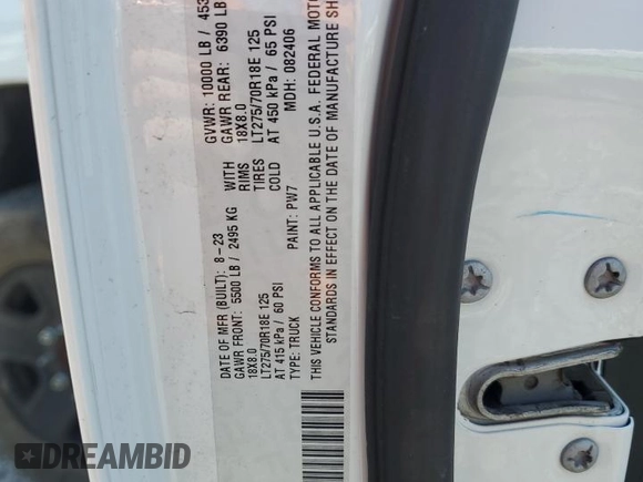 2024 Ram 2500 Tradesman with VIN 3C6UR5HJ5RG124704, listed as a Copart auction lot 59898785 with Not provided miles and Clean title. Bid and sale history available at DreamBid. Image 12.