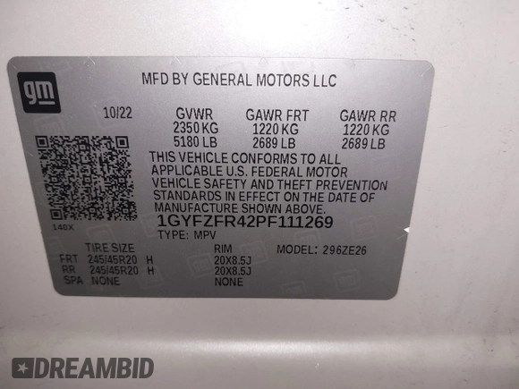 2023 Cadillac XT4 AWD Sport with VIN 1GYFZFR42PF111269, listed as a IAAI auction lot 41614455 with 21,866 mi miles. Bid and sale history available at carsss.com. Image 9.