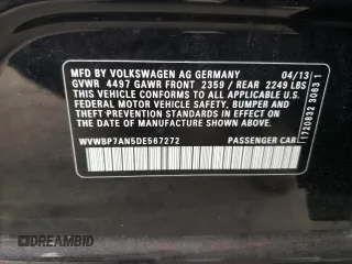 2013 Volkswagen CC R-Line with VIN WVWBP7AN5DE567272, listed as a Copart auction lot 76392474 with 98,450 mi miles and Salvage Title. Bid and sale history available at carsss.com. Image 12.