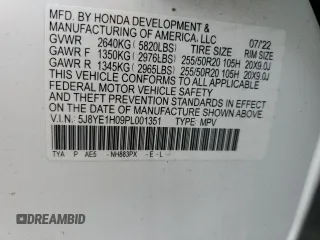 2023 Acura MDX w/A-Spec Package с VIN 5J8YE1H09PL001351, выставлен на аукционе Copart как лот 53313525 с пробегом 42 130 миль миль и Списание • Salvage title. История ставок и продаж доступна на DreamBid. Изображение 12.