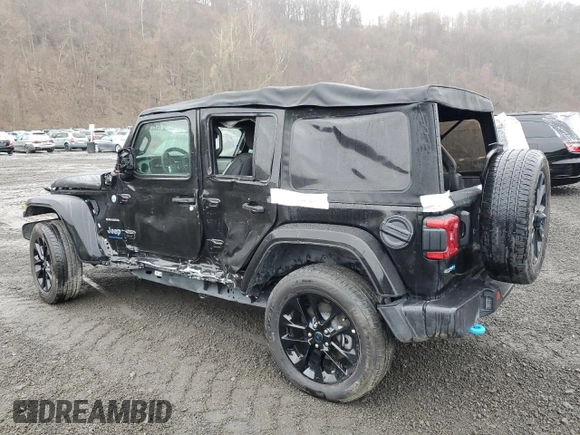 2024 Jeep Wrangler Sahara with VIN 1C4RJXP60RW257385, listed as a Copart auction lot 62984525 with 20,899 mi miles and Salvage title. Bid and sale history available at DreamBid. Image 2.