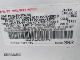 2010 Mitsubishi Outlander SE z VIN JA4AS3AW5AZ009741, wystawiony jako IAAI lot #41623843 z przebiegiem 180 184 mil mil oraz . Historia ofert i sprzedaży dostępna na DreamBid. Obrazek 9.
