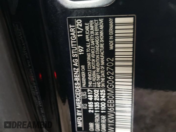 2021 Mercedes-Benz C 43 AMG with VIN W1KWJ6EB0MG062702, listed as a Copart auction lot 50078073 with 4,578 mi miles and . Bid and sale history available at DreamBid. Image 12.