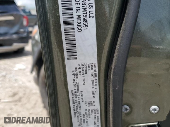 2021 Jeep Compass Sport with VIN 3C4NJDAB7MT598591, listed as a Copart auction lot 56057145 with 77,215 mi miles and Salvage title. Bid and sale history available at DreamBid. Image 13.