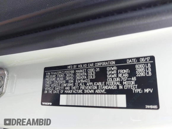 2018 Volvo XC90 Momentum with VIN YV4A22PK2J1202199, listed as a IAAI auction lot 41898147 with 82,161 mi miles and . Bid and sale history available at DreamBid. Image 9.
