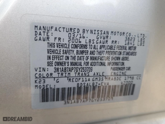 2016 Nissan Sentra SL with VIN 3N1AB7AP7GY253709, listed as a Copart auction lot 83085984 with 115,254 mi miles and Salvage Title. Bid and sale history available at carsss.com. Image 12.