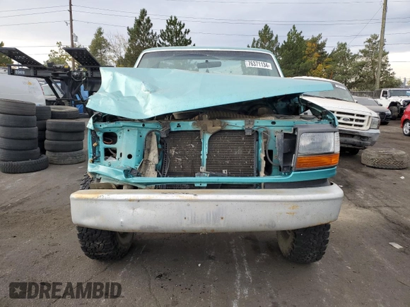 1995 Ford F-150 with VIN 1FTEF14NXSNA51477, listed as a Copart auction lot 76371134 with 113,544 mi miles and Salvage Title. Bid and sale history available at carsss.com. Image 5.