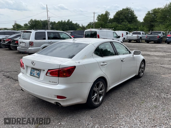 2010 Lexus IS 250 with VIN JTHBF5C21A5109541, listed as a Copart auction lot 60734025 with 243,289 mi miles and Clean title. Bid and sale history available at DreamBid. Image 4.